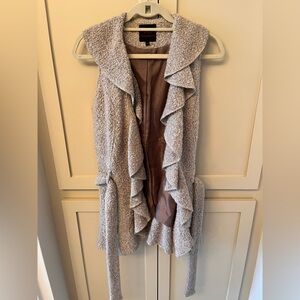 Gray Ruffled Sleeveless Cardigan